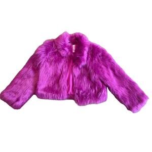 Girls XS 4/5 Pink Furry Jacket Coat New